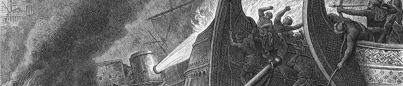 Griechisches Feuer gegen die Araber in Konstantinopel im 8. Jahrhundert © istockphoto