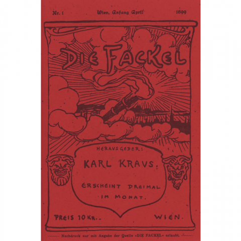 Schon in der ersten Ausgabe der „FACKEL“ wird „eine Trocken- legung des weiten Phrasensumpfes“ als Ziel genannt.<br><br>Fotos: österreichische Akademie der Wissenschaften, Hanser Literaturverlage, Beigestellt