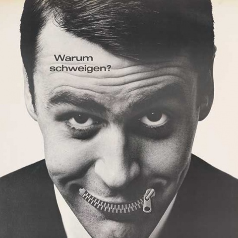 Werbeplakat des Textilunternehmens Benedikt Mäser aus dem Jahr 1964, gestaltet von Othmar Motter/Vorarlberger Graphik.<br><br>Fotos: Mario Debortoli, Plakatsammlung Wirtschaftsarchiv Vorarlberg/Othmar Motter