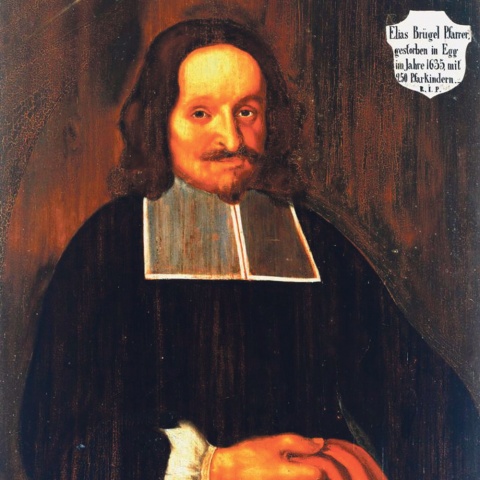 Pfarrers Elias Brügel ist im selben Massengrab begraben, in dem er zuvor 250 seiner im Jahre 1635 an der Pest verstorbenen Pfarrangehörigen – wahrscheinlich allein – bestattet hatte.<br><br>Foto: Vorarlberg Museum