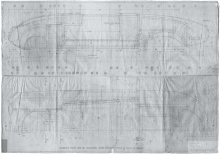 Konstruktionsplan der Denzel-Karosserie, gezeichnet 1948 in Bregenz von Clemens Groß.
