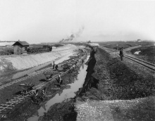 © Internationale Rheinregulierung Der Fußacher Durchstich, 1895 – 1905: Die Rhein-Begradigung in diesem Bereich nimmt Gestalt an.