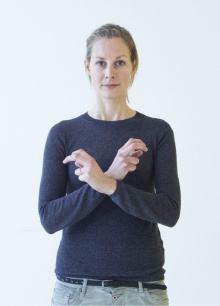 Österreich: Mit geknickten Zeige- und Mittelfingern und an den Handknöcheln überkreuzten Armen wird der Bundesadler als Symbol für Österreich dargestellt.