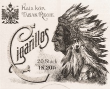 1892 zierte ein Indianerhäuptling die Cigarillos-Schachtel der k.k. Tabak-Regie.